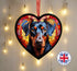 Doberman Stained Glass Effect Heart Suncatcher